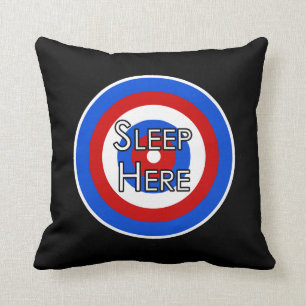 "Dormir ici" Cible Funny Coussin