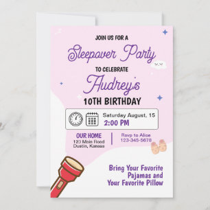 Dormir Pajama Party Anniversaire Invitation