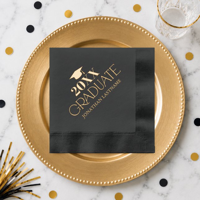 Dorure Serviettes à thème de graduation avec estampage à  (Graduation Themed Foil Stamped Napkins)