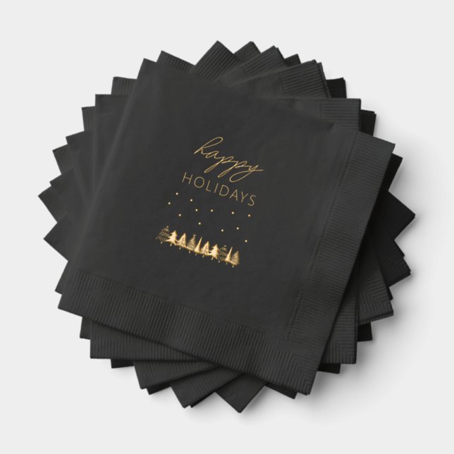 Dorure Serviettes de Noël en noir et or avec impression à (Insitu (empilé))