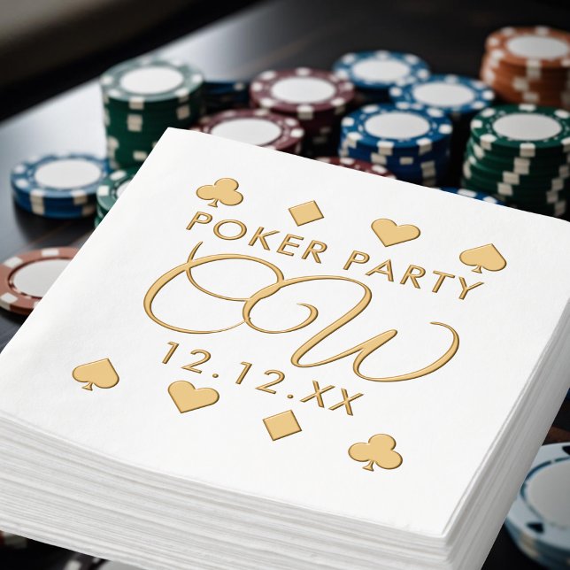 Dorure Serviettes en aluminium pour soirée de poker avec  (Foil napkins perfect for your poker party. Just add your details)