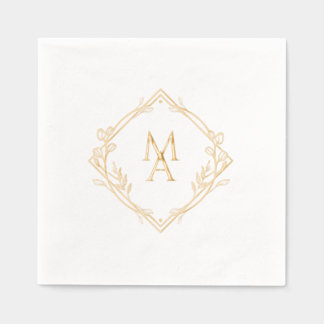 Dorure Serviettes en papier avec monogramme diamant et fl