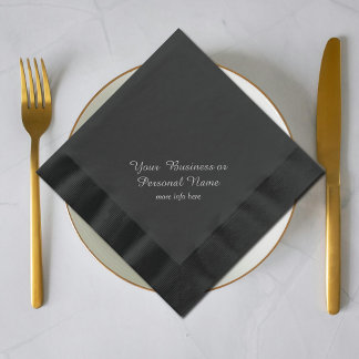 Dorure serviettes noires personnalisées avec feuille