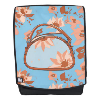 Dos Dans le sac à main bleu floral AI art