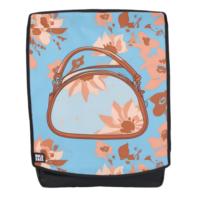 Dos Dans le sac à main bleu floral AI art (Devant)