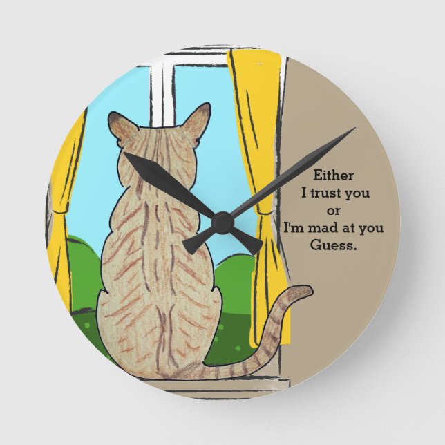 Dos de confiance de chat ou horloge ronde folle (Recto)