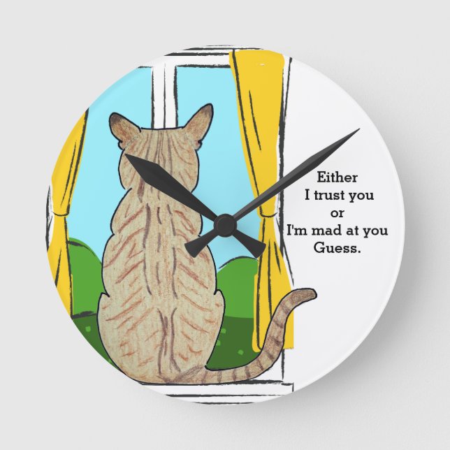 Dos de confiance de chat ou horloge ronde folle (Recto)