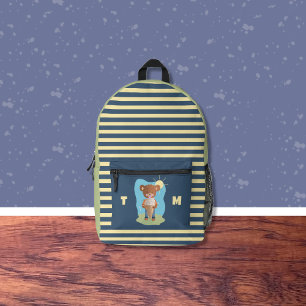 Dos Imprimé Brown Ours Manger Crème de glace Kid Stripé sac à