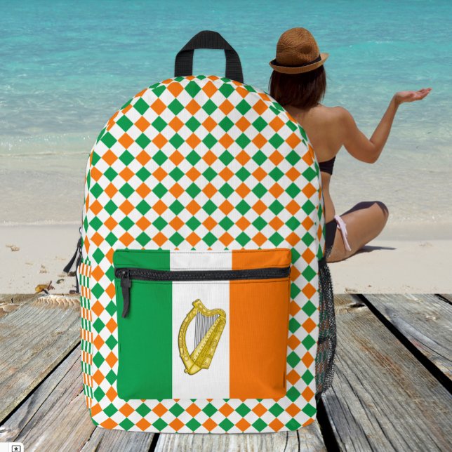 Dos Imprimé Couleurs d'Irlande sac à dos, Harpe, Drapeau irlan (Créateur téléchargé)