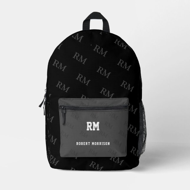 Dos Imprimé Imprimer Couper le sac à coudre noir gris noir mon (Recto)