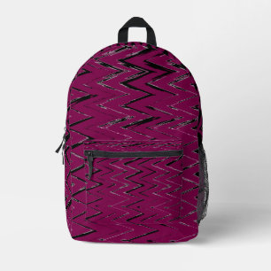 Dos Imprimé Lignes Zigzag Abstraites en Vin & Blanc – Sac à Do