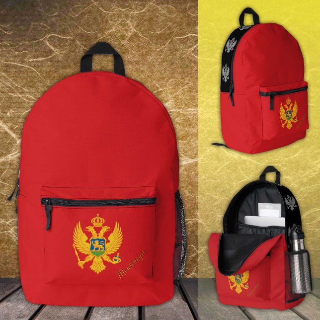 Dos Imprimé Monténégro, sac à dos, drapeau du Monténégro, Pers (Créateur téléchargé)