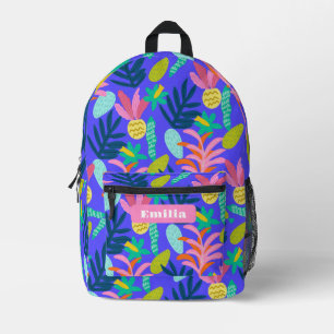 Dos Imprimé Nom sac à coudre floral bleu tendance coloré école