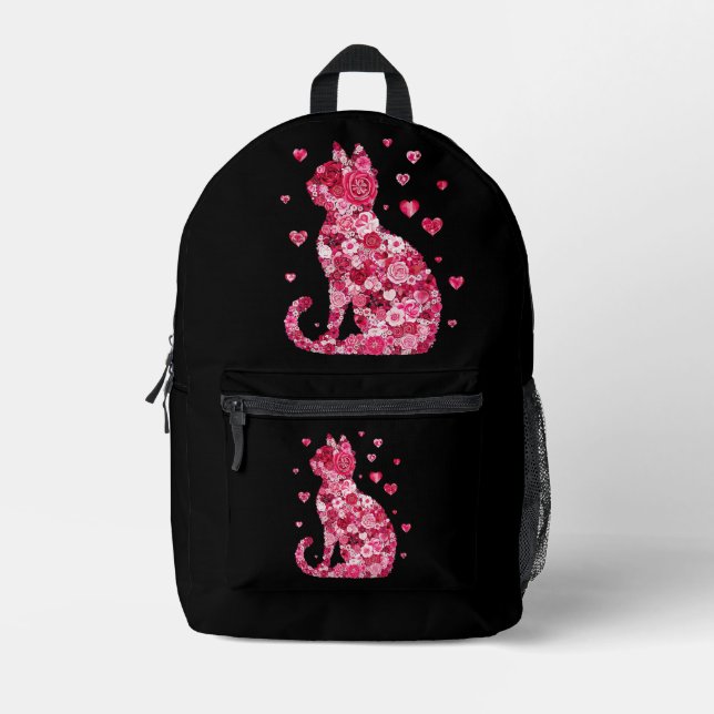 Dos Imprimé Sac à coudre à impression de chat floral (Recto)