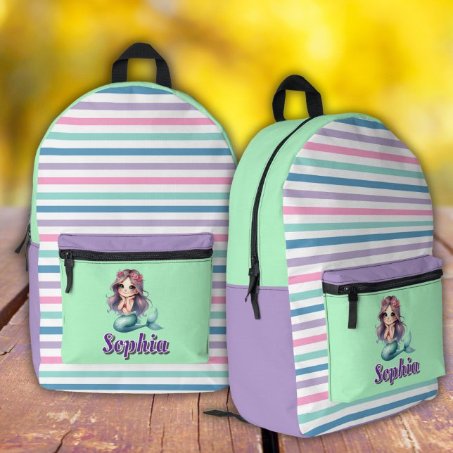 Dos Imprimé Sac à coudre rayé violet et sirène à la menthe (Créateur téléchargé)