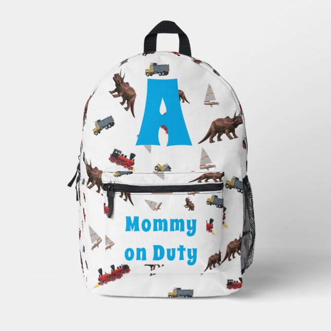 Dos Imprimé Sac à langer personnalisable pour bébé garçon mign (Recto)