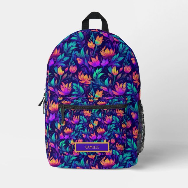Dos Imprimé Sac de camp à monogramme néon violet sarcelle oran (Recto)