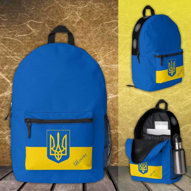 Dos Imprimé Ukraine, sac à dos, drapeau ukrainien, Tryzub / Cu (Créateur téléchargé)