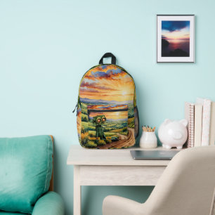 Dos Imprimé Voyager dans le coucher de soleil, Sac à coudre et