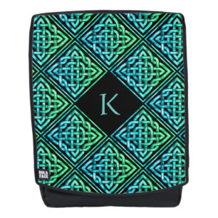 Dos Monogramme Celtic noeud Diamond Blue Green sac à d