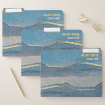 Luxe Blue Gold Mountains Sky Paysage