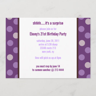 Dot moderne PURPLE 5x7 Invitation Modèle de soirée
