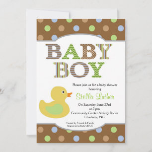 Dots Baby Boy Duck Invitation Baby shower