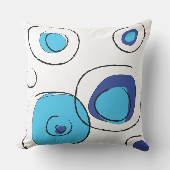 DOTS BLEUS DESIGN Oreiller à lancer rétrograde (Recto)