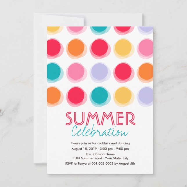 Dots de couleurs floues amusants Invitation de fêt (Devant)