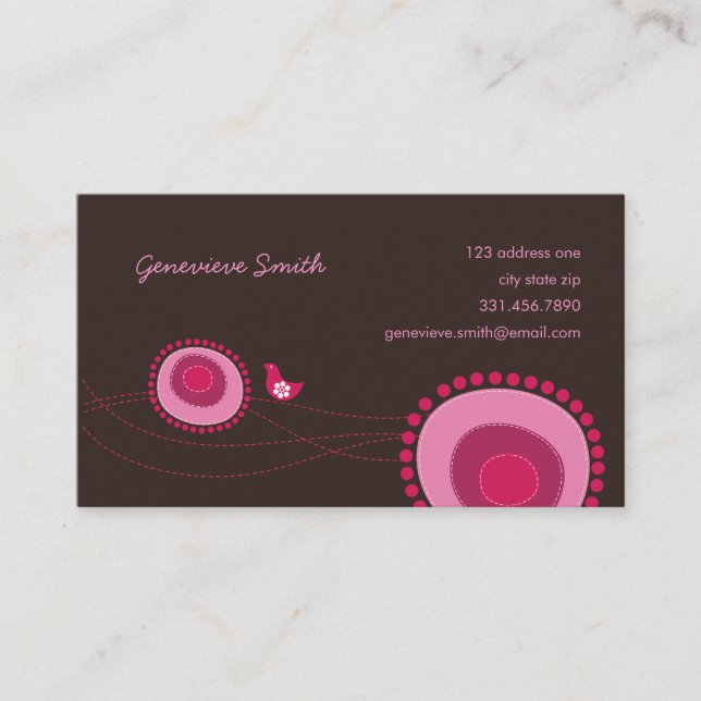 Dots de fleurs roses et carte de profil de plaisir (Devant)