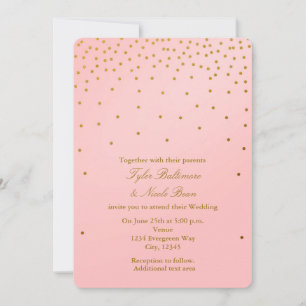 Dots d'huile rose et d'or blancs Invitations moder