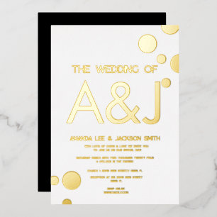 Dots d'or blanc moderne Mariage Invitation à huile