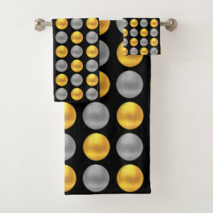 Dots d'or et d'argent modernes sur noir