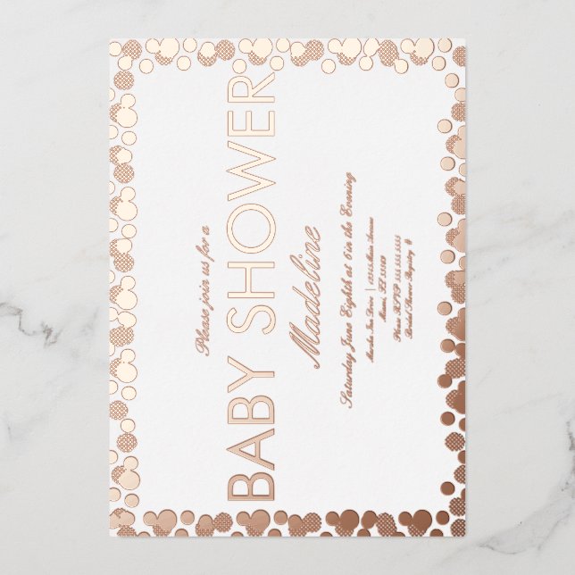 Dots d'or Motif Baby shower Foil Invitation (Recto)
