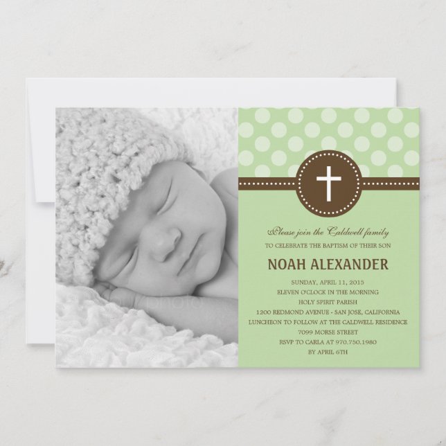 Dots enchanteurs Invitation au Christening Photo G (Devant)