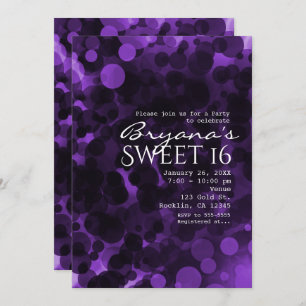 Dots violets et noirs Invitations de parties chic