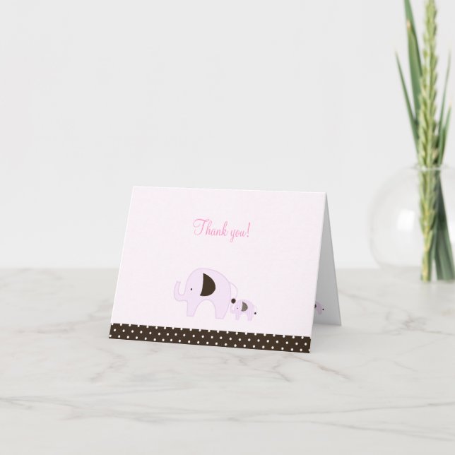 Dottie Pink Elephant Folded Merci notes (Devant)