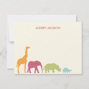 Dotty Animaux Merci Cartes - Rose