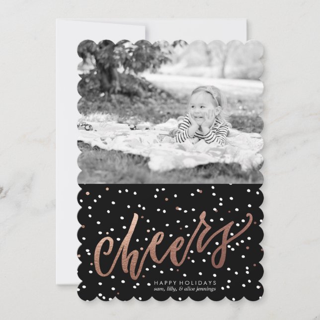 Dotty Cheers Carte photo de vacances // Rose Gold (Devant)