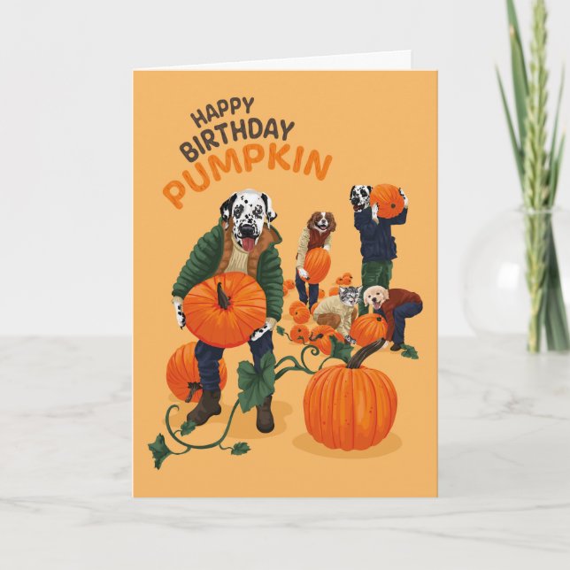Dotty Dog Dalmatian Birthday Carte de voeux Citrou (Devant)