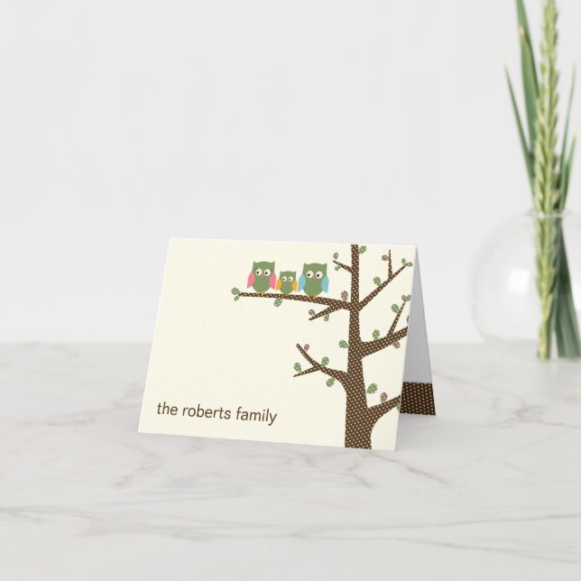 Dotty Owls Baby Carte de remerciements (Devant)