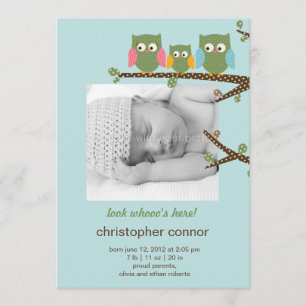 Dotty Ows Baby Boy Faire-part de naissance