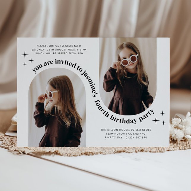 Double Arc 2 Photo Invitation Anniversaire (Zazzle Double Arch 2 Photo Birthday Invitation 1)