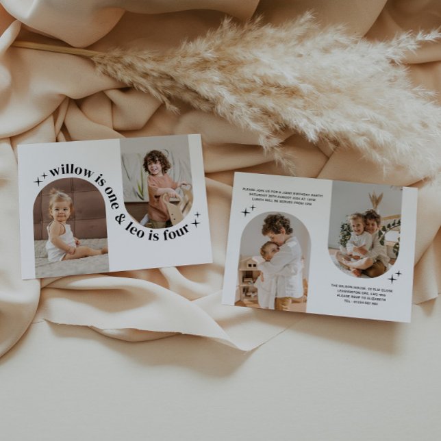 Double Arc Photo Invitation conjointe Anniversaire (Créateur téléchargé)