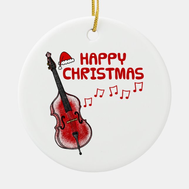 Double Basse Baid Musicien Ornement de Noël (Devant)
