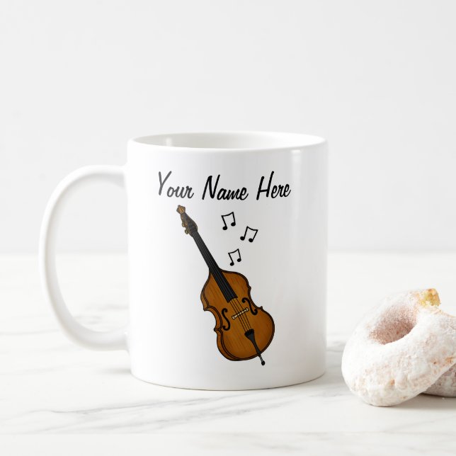 Double Basse Custom Mug Baid Musicien Cadeau (Avec donut)
