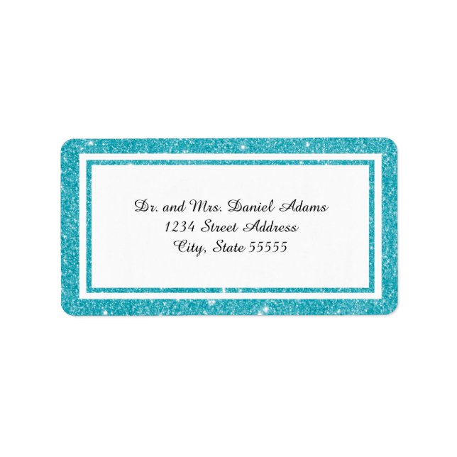 Double Blue Glitter Trim - Étiquette d'adresse (Devant)