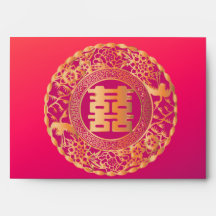 Double bonheur rouge argent chanceux enveloppe