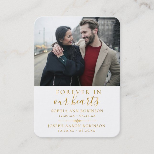 Double carte de prière en or pour les funérailles  (Devant)