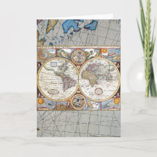 Double carte du 17ème siècle du monde d'hémisphère